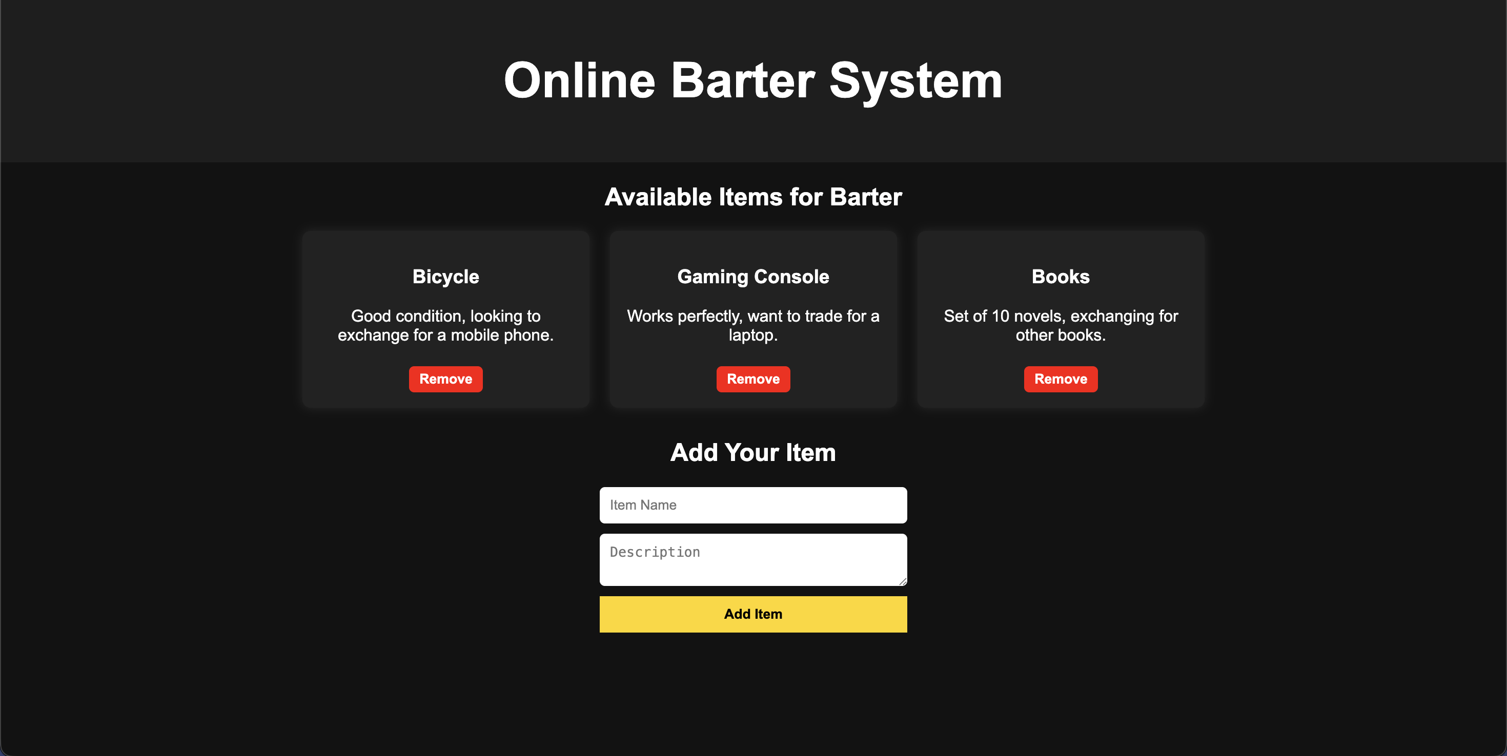 Online Barter System